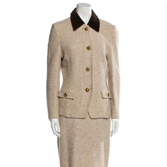 St. John Collection Jackets & Blazers - Vintage St. John tweed cream and brown blazer